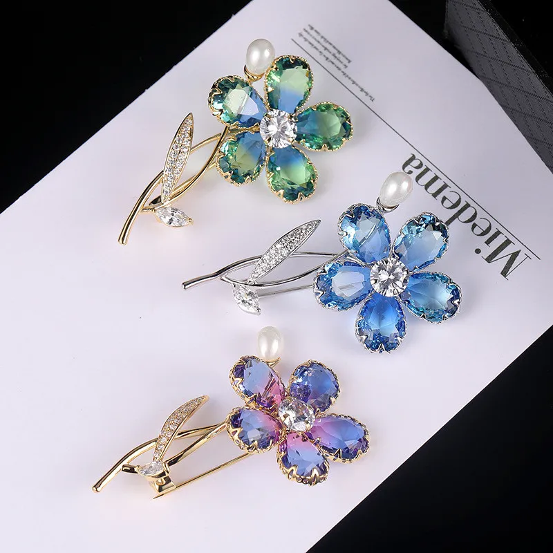 Элегантные Красочные турмалиновые Броши для женщин Романтический цветок