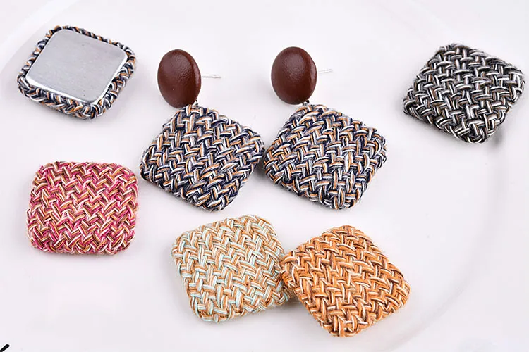 South Korea all-match cotton cloth square button accessories DIY Earrings Brooch hair rope bag material | Украшения и аксессуары