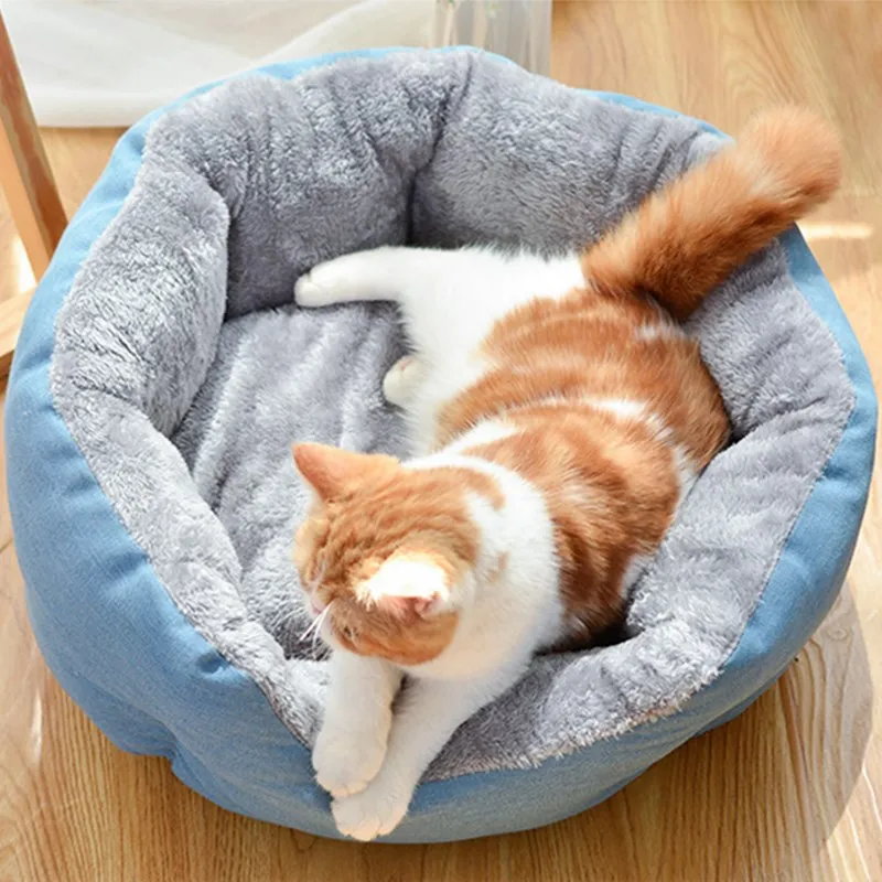 Кошачье гнездо зима теплый глубокий сон кошка кровать толстый бархат машинная