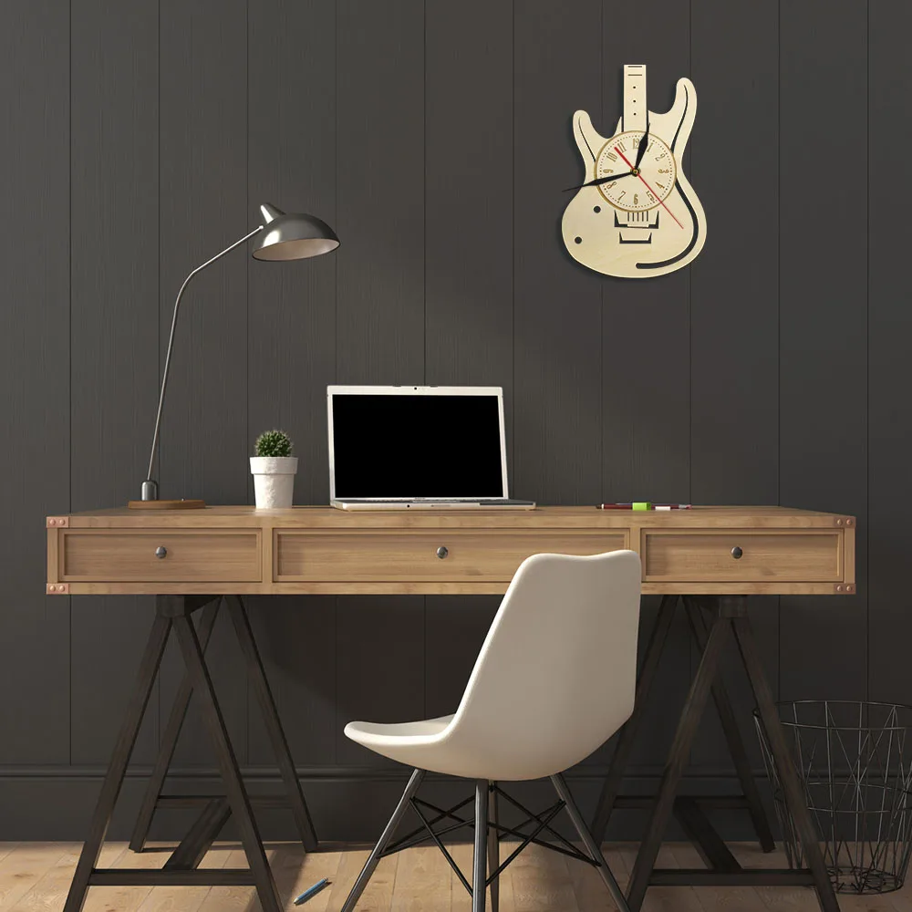 Настенные 3d-часы музыкальный тематический Guitar декоративные настенные часы из