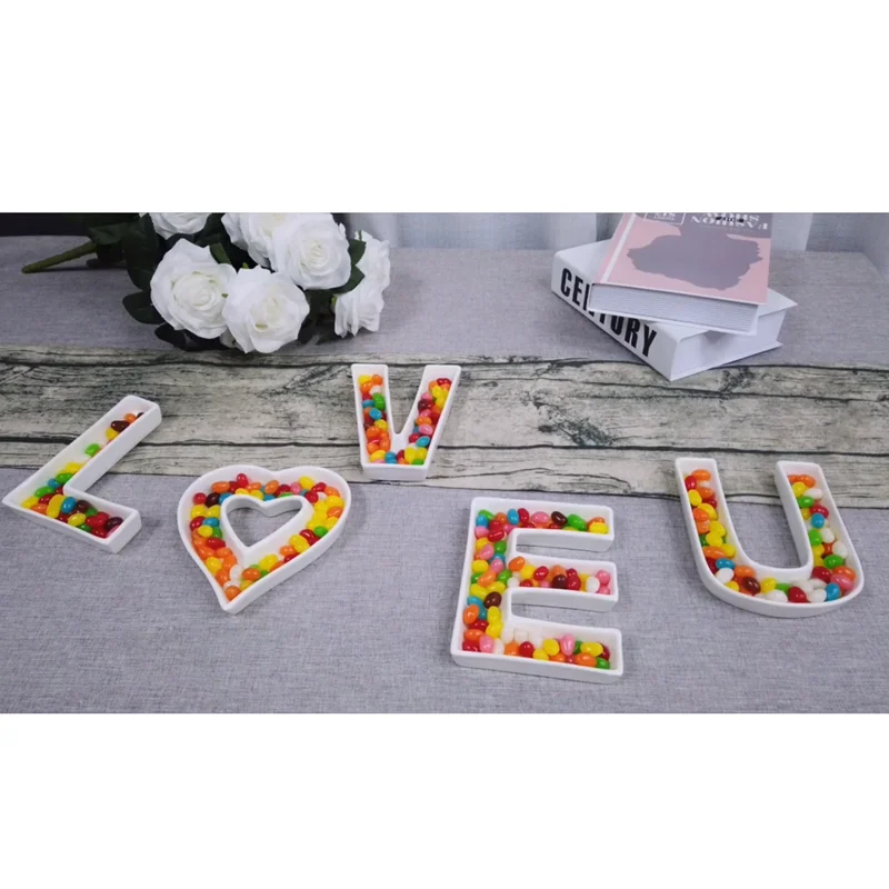 Керамические блюда и тарелки для конфет свадебной вечевечерние НКИ|letter dishes|ceramic