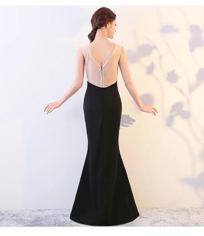 Летние прозрачные Сексуальные Cheongsam черные современные Русалка Qi Pao для женщин в восточном стиле хост платья китайское вечернее китайское платье-Ципао