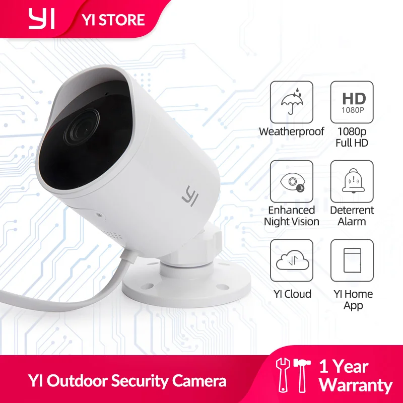 

YI Wifi Outdoor Camera 2.4G Wireless Security IP Cam Resolution Waterproof Motion Detection Security Surveillance System Cloud