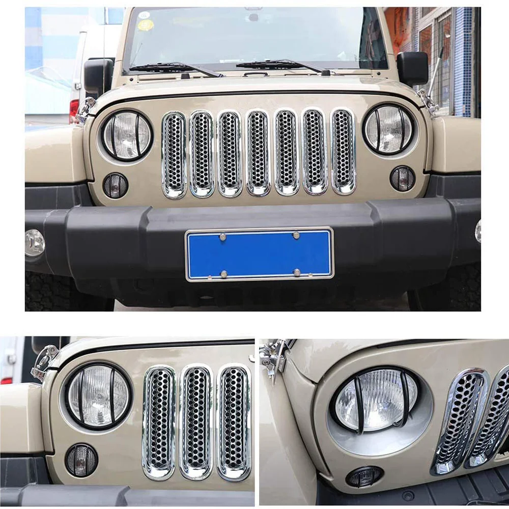 7&quot LED Headlamp Protector Guard Headlight Lamp Light Cover for Jeep Wrangler Unlimited JK 2007-2017 | Автомобили и мотоциклы