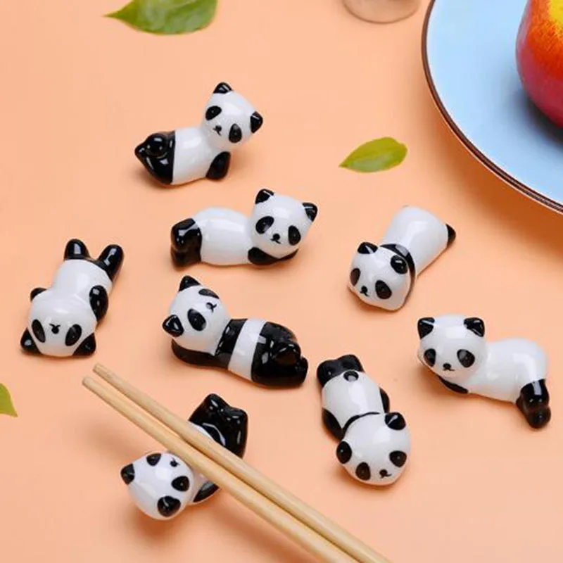 

8Pcs/Set Ceramic Cute Panda Shape Chopstick Rest Stand Health Chopstick Rack Shelf Holder Kitchen Tableware Table Decoration