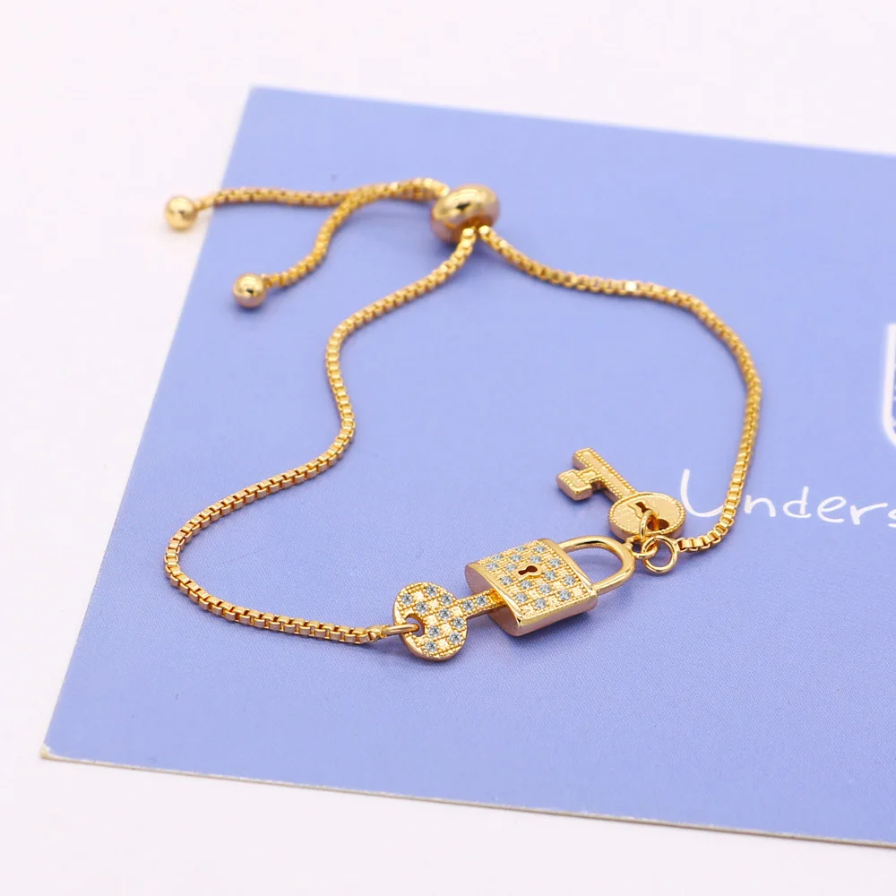 Модное изделие 24k Gold Цвет браслеты ключ замок браслет для женщин Femme