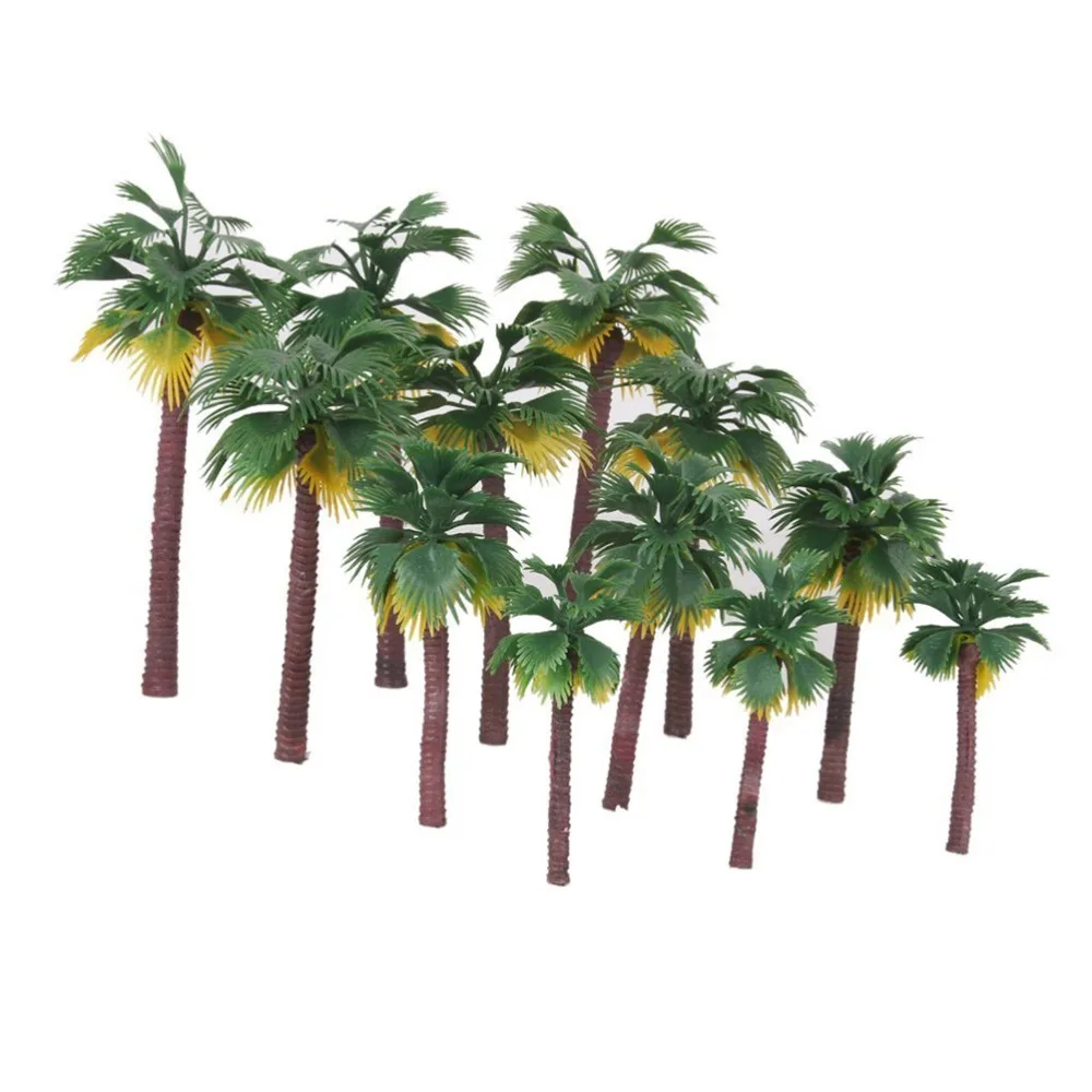 

12pcs Layout Rainforest Plastic Palm Tree Diorama Scenery Model Artificial Palm Tree Leaves with High Quality Wedding Decoration