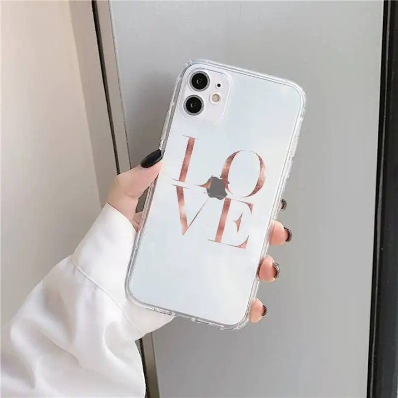 

Bling love fashion Phone Case Transparent for iPhone 11 12 mini pro XS MAX 8 7 6 6S Plus X 5S SE 2020 XR