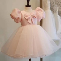 girls princess dress 2021 spring and winter new bow high end foreign style tutu skirt childrens birthday puff sleeve dress