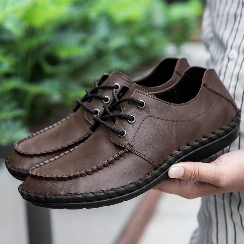 Туфли мужские из натуральной кожи классические дышащие для вождения размера