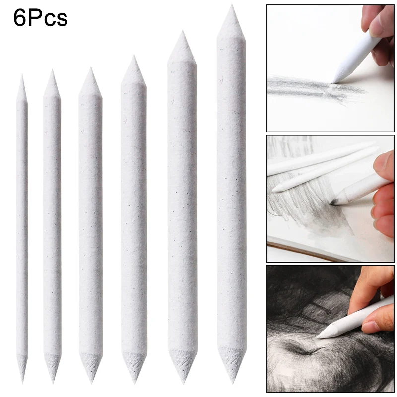 

NEW 6pcs Tortillon Double Heads Durable Art Drawing Tool Stump Sketch Pastel Blending Smudge Tortillon