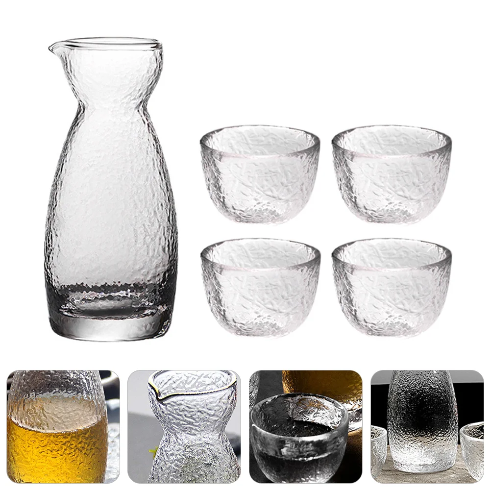 

1 Set Japanese Style Glass Pot Kit Creative Sake Pot Cups (Transparent)
