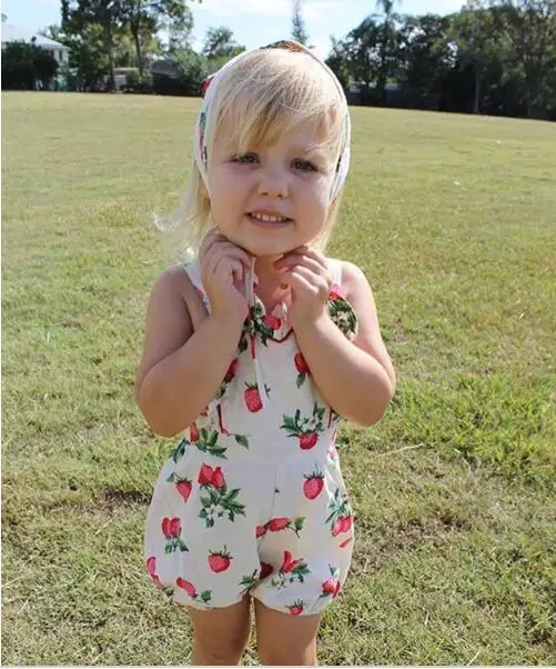 Детский комбинезон одежда для девочек Летний с принтом клубники | Мать и ребенок