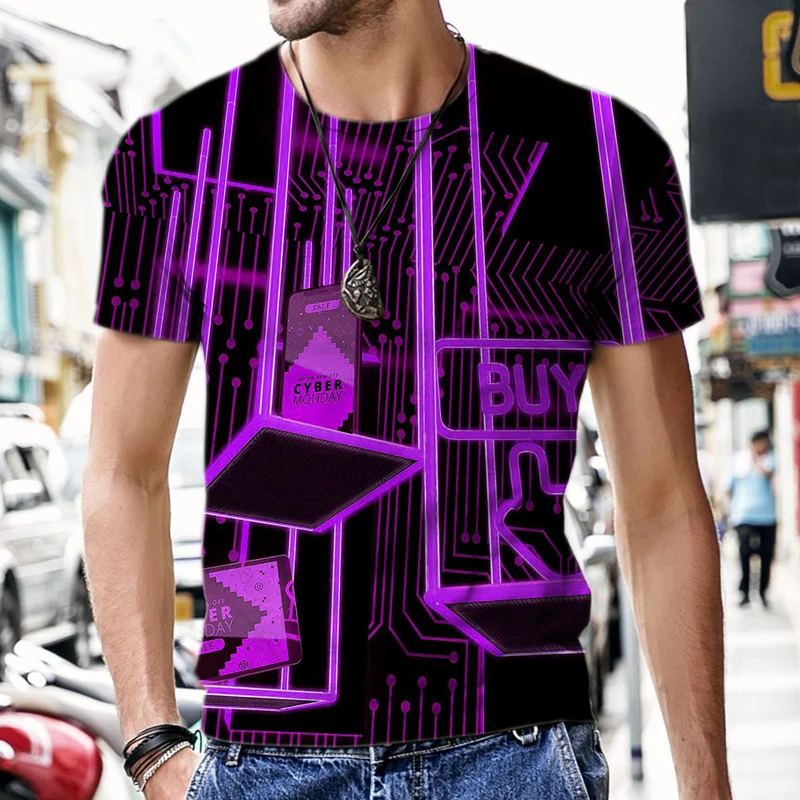 Мужская Уличная Повседневная футболка Tech Era с короткими рукавами летняя мужская