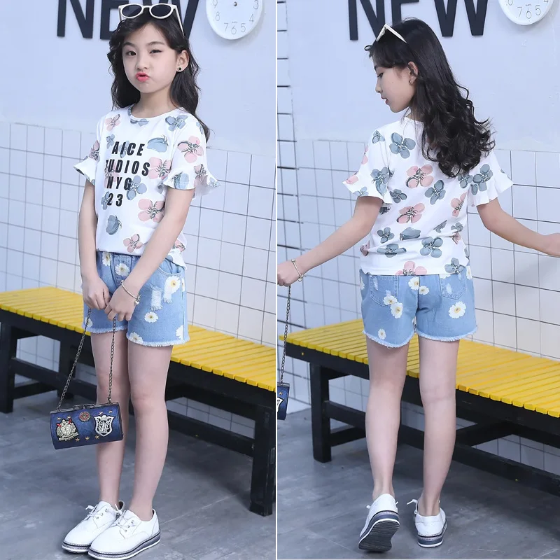 Детский комплект одежды для девочек лето 2019 детская одежда юбка с цветочным