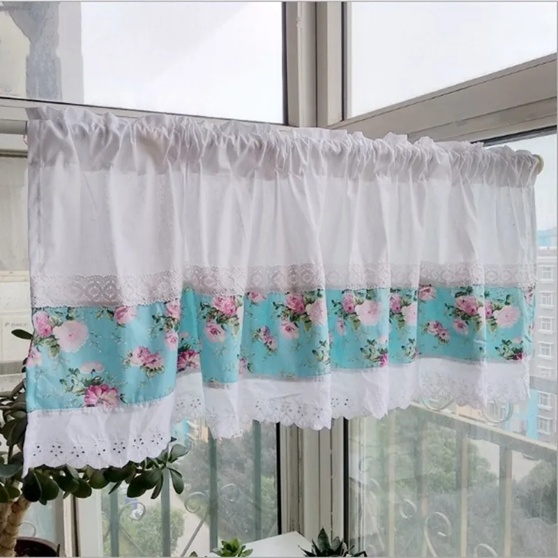 

Simple white cotton short curtains. Cotton lace sunshade half curtain. Decorate the cabinet curtains. Coffee curtain