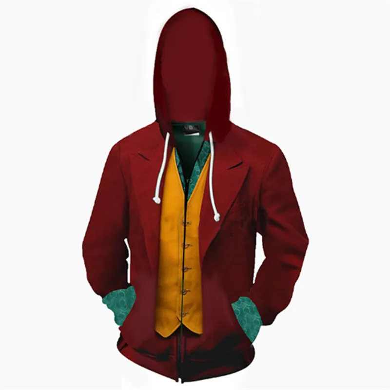 Аниме Толстовка фильм Джокер клоун Темный рыцарь Косплей Костюм куртка пальто для мужчин и женщин