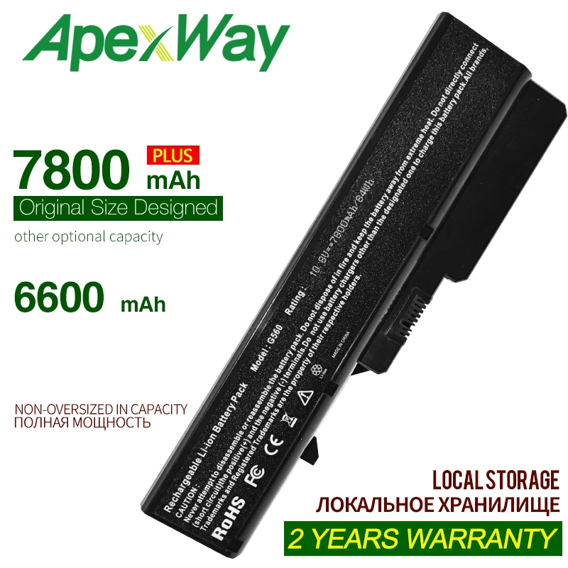 

Apexway 9 ячеек Аккумулятор для ноутбука L09M6Y02 L10M6F21 L09S6Y02 L09L6Y02 для Lenovo G460 G465 G470 G475 G575 G770 Z460 G560 G565 G570