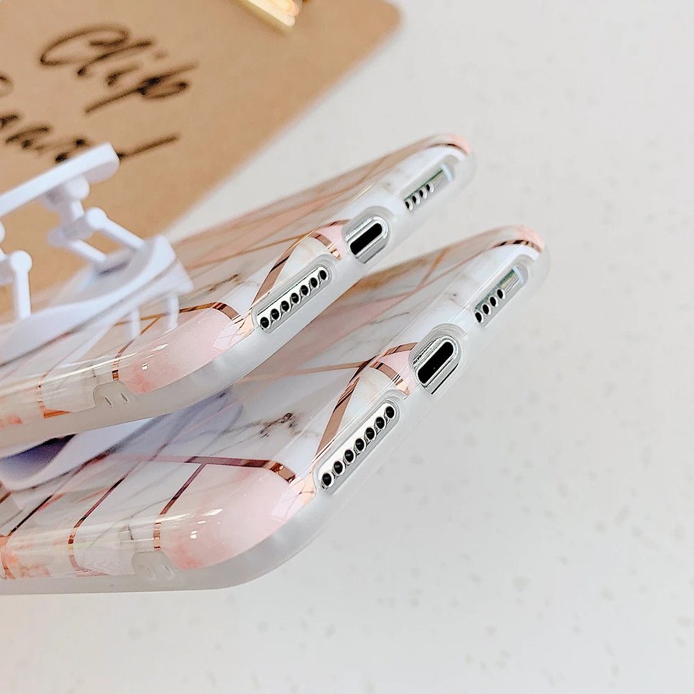 Чехол для телефона с геометрическим мрамором и держателем Huawei P20 P30 P40 Pro Lite Mate 20 30