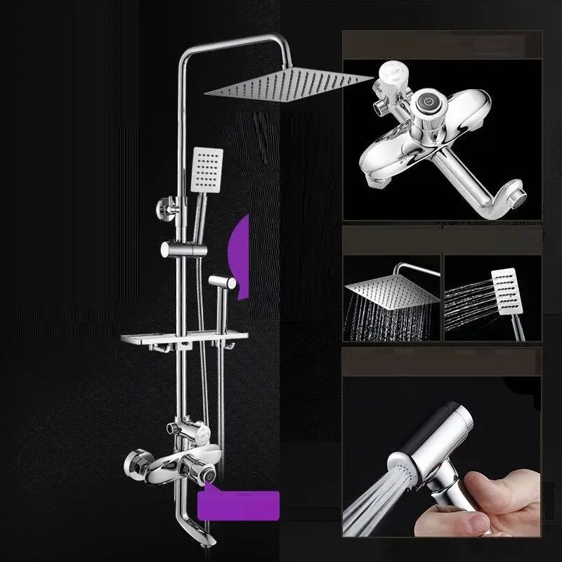 Doccia Black Regadera Electrica Conjunto Ducha Colonne De Regendouche Painel Eletrico Douche Chuveiro Душевая система для