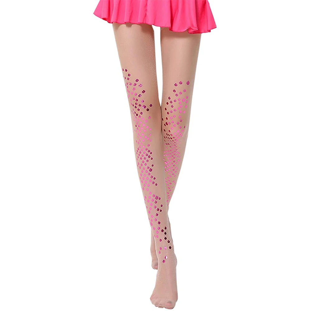 Тонкие сценические чулки блестящие жемчужные колготки облегающие носки с