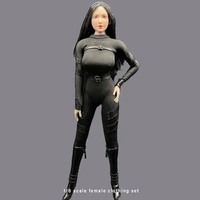 in stock 16 scale sexy female agent combat one piece suit stealth jumpsuit bodysuit shoulder strap belt hollow high boots model