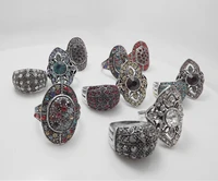 wholesale 30 pcs retro three styles of color mixing with zircon alloy rings fashion jewelry