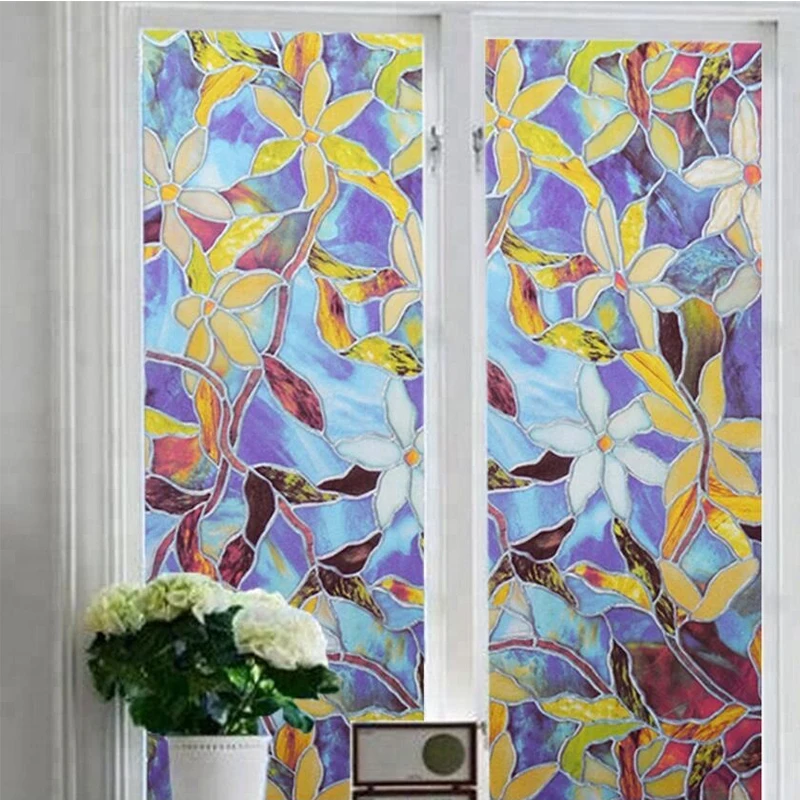 

Orchid Color Static Glueless Glass Sticker Stained Glass Stickers Orchid Window Stickers Shading Window Covering Blackout Film
