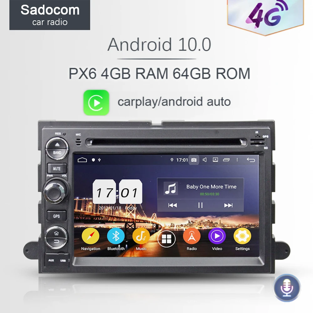 Автомобильный DVD плеер PX6 Android 10 0 8 ядер 4 Гб ОЗУ GPS RDS Авторадио автомобильный