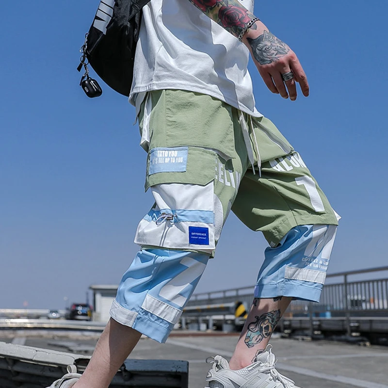 Шорты карго мужские с множеством карманов повседневные модные штаны в стиле хип