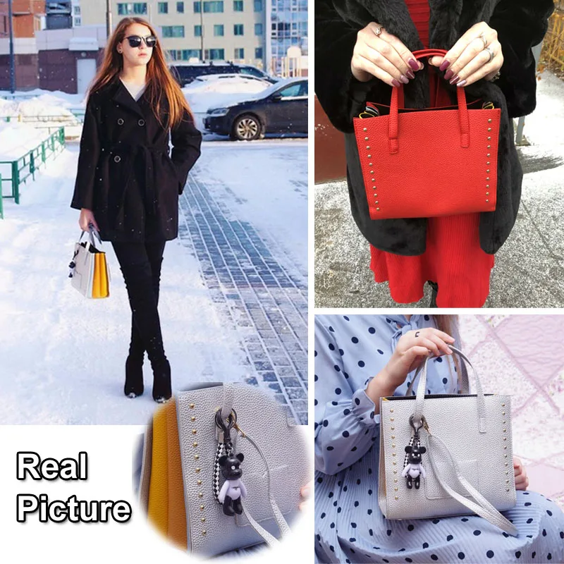 

Pu Leather Rivet Casual Fashion Women's Shoulder Bag Soft Messenger Bag Luxury Handbags Women Bags Designer High Capacity 2021