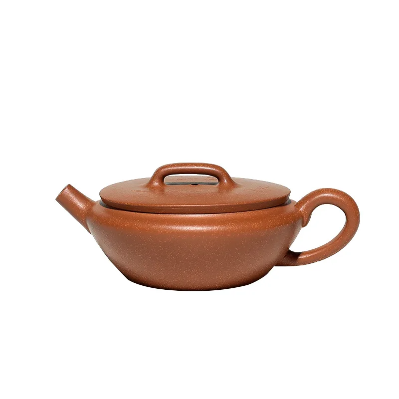 

Yixing purple clay pot raw ore downhill clay full hand carved bamboo hat Han tile characteristic Kung Fu teapot