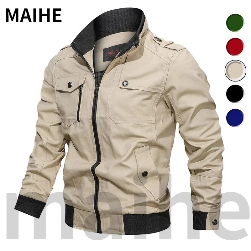 

2021 куртка в стиле милитари, мужская хлопковая ветровка на весну и осень, мужская куртка-бомбер leader 39, Мужская летная куртка-Карго