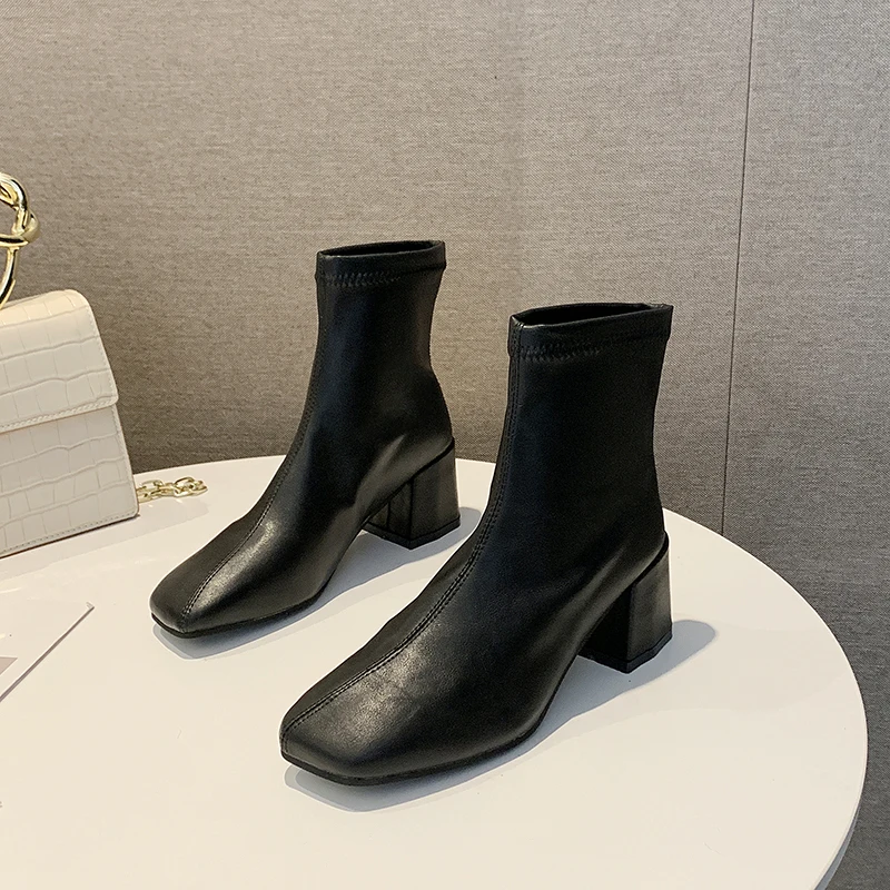 

Mazefeng Women Chunky Heel Ankle Boots Woman Shoes Autumn Brand Designer Chelsea Boots Female Platform Boots Lasdies Fashion