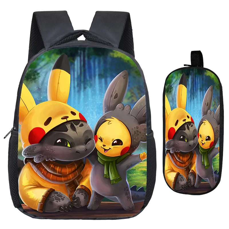 Покемон Пикачу чармандер Snorlax Eevee сумка Детский рюкзак отличное качество печати узор детский сад рюкзак+ ручка сумка - Цвет: 3