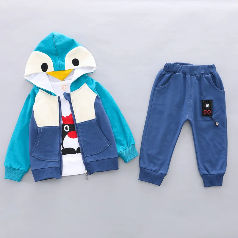 2019 Toddler Boys Clothes Suits Autumn Infant Clothing Sets Baby Penguin Coats T Shirt Pants Kids Child Costume | Детская одежда и