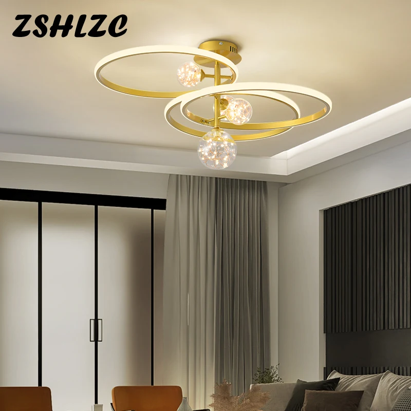 

Modern LED Ceiling Lamp Chandelier Light for Living room Bedroom Dining Study room Kitchen Gold Chandeliers Lustre Fixtures 110V