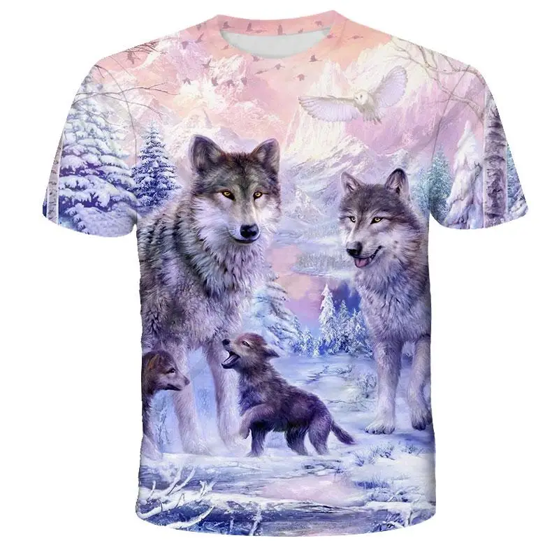 

Men 3d T-shirts Camiseta Round Neck Tshirt Fashion T shirts Lovers Wolf Printed Drop Ship Top Tee Short Sleeve