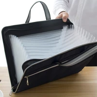 office canvasleather folder 12 layers expanding wallet document organizer file folde a4 36x28cm large capacity bag