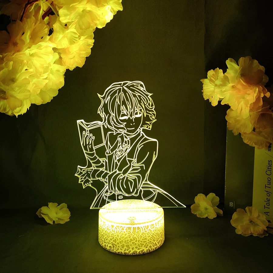 

LED Anime Light Bungo Stray Dogs Osamu Dazai 3D Acrylic Night Lamp RGB Flashing Cool Dazai Figure Gift Manga Fans Bedroom Decor