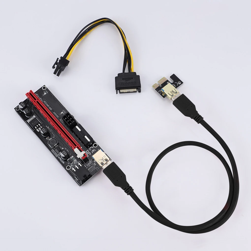 6/5/10 шт. Райзер VER009 USB 3 0 Pci E Ver009S Express 1X 4X 8X 16X адаптер карта Sata 15 контактов на 6 кабель