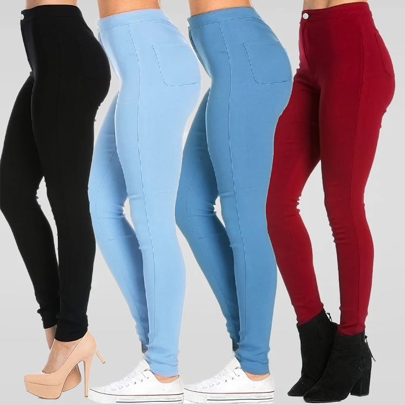 Women Stretch Pants Skinny High Waisted Slim Mom  Female trouser  Sexy Hip Cargo Office Wholesale Black Red Blue Women's pants