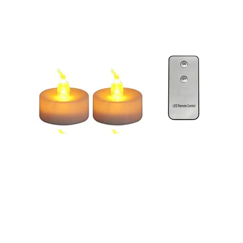 yellow light remote 2 шт. беспламенные Свечи с дистанционным управлением, батарея в комплекте, пульт дистанционного управления, мерцающий янтарь - Цвет: yellow light remote