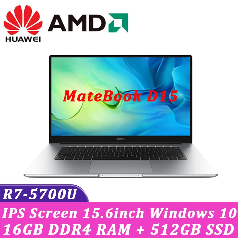 

HUAWEI MateBook D15 laptop 2021 15.6-inch AMD Ryzen7 5700U 16GB RAM 512GB SSD Windows10 full-screen notebook Ultraslim computer