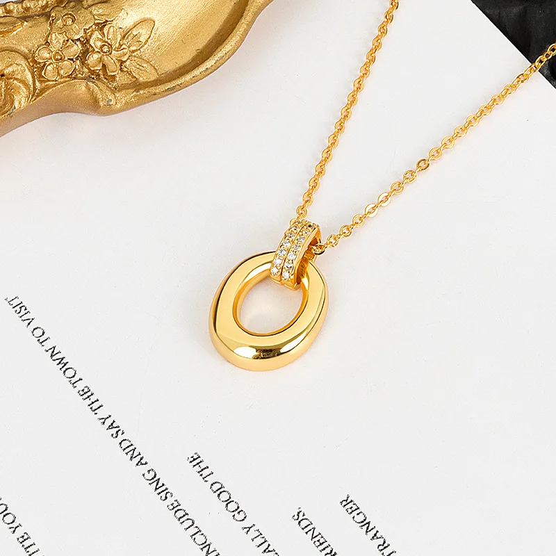 

Classic Sparling Round Trendy Sterling Silver 925 Pendant Necklace for Women Fashion Link Chain Necklace Christmas Fine Jewelry