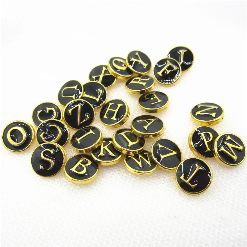 

New 26pcs/lot Mix A-Z Alphabet Snap Buttons 12mm Interchangeable Letters Snap Button Jewelry DIY Bracelets&Bangles charms