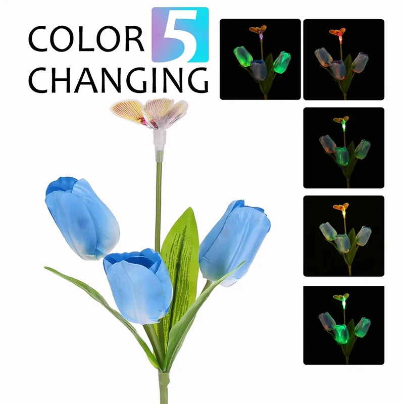 2 шт. Романтический тюльпан светодиодный светильник на солнечной батарее садовый