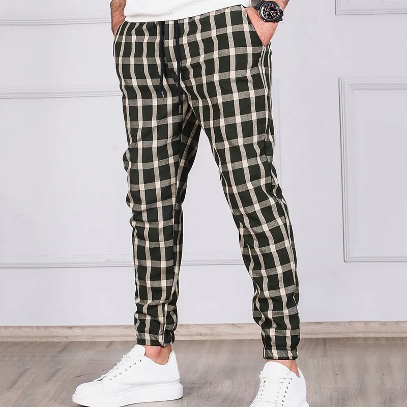 

Pants Men Joggers Sweatpants 2021 Autumn Streetwear Trousers Plaid Casual Sports Mens Pants