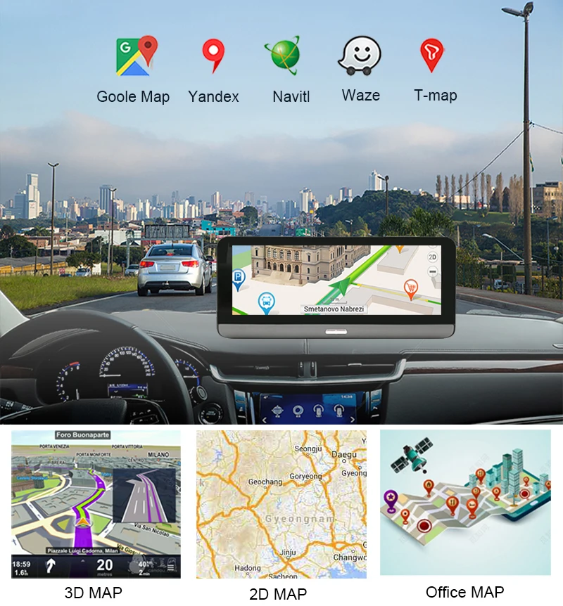 Автомобильный навигатор 4G сенсорный экран 7 84 дюйма ADAS GPS Android DVR авторегистратор