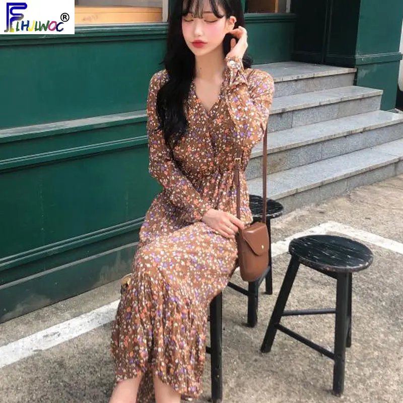 Популярные милые платья винтажный ретро дизайн женское платье с v образным